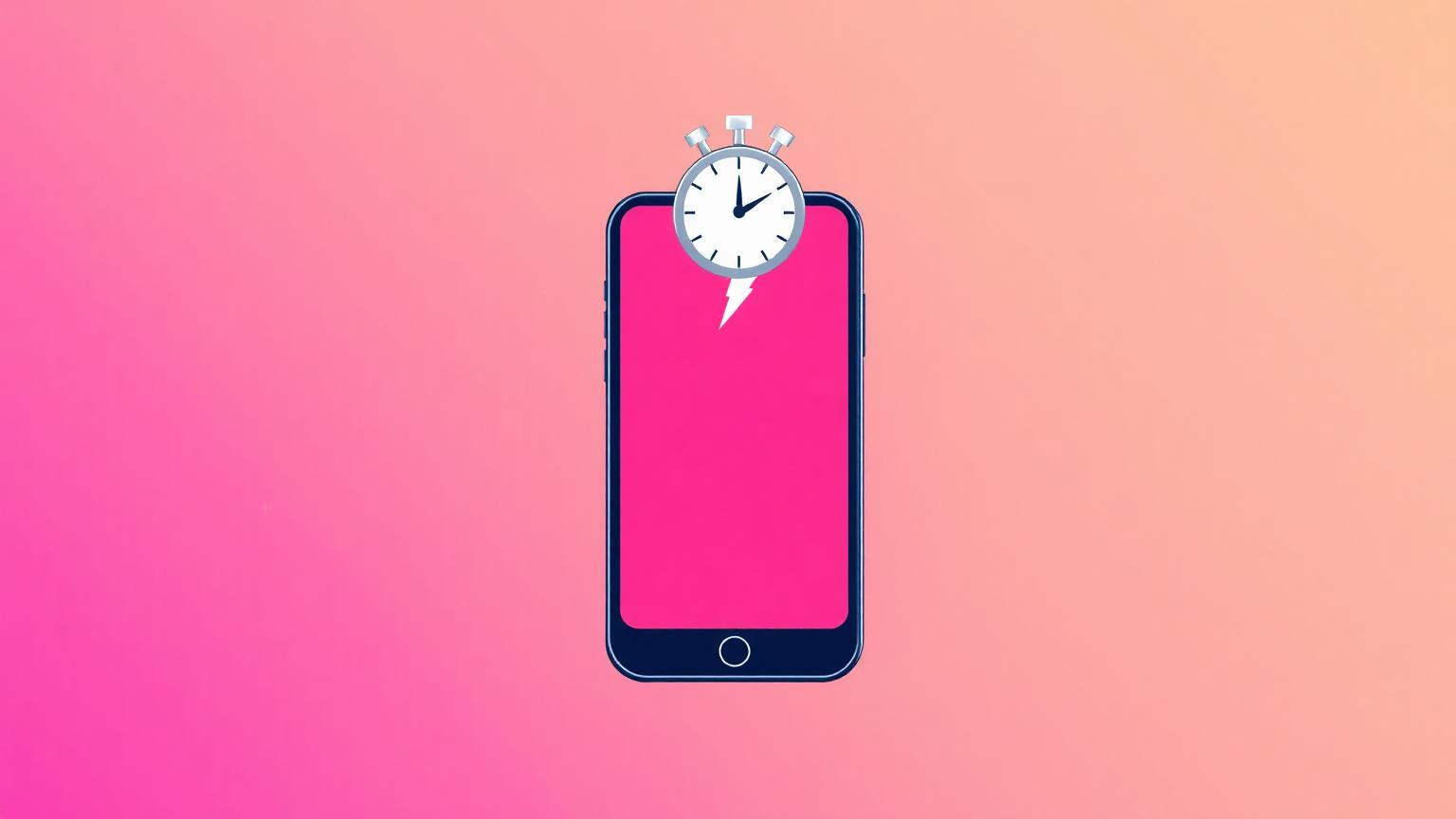 Vertical phone with a lightning bolt and stopwatch over its screen, representing a fast Shorts hook